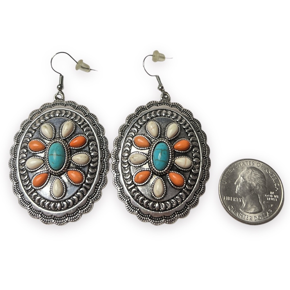 VINTAGE | Navajo Conch Belt Turquoise Earrings Pierced